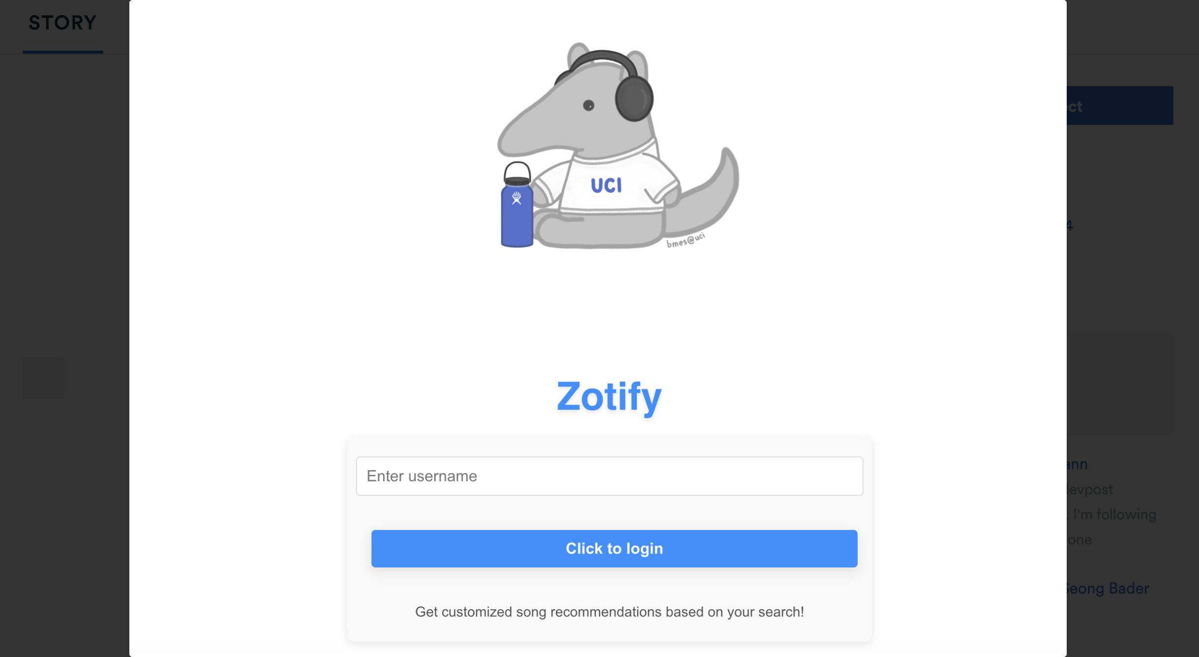 Zotify login page!